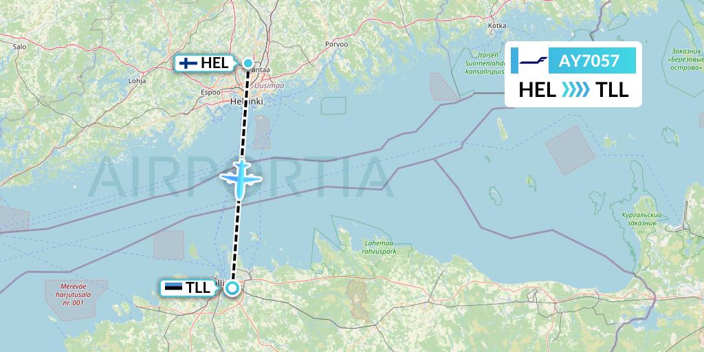 AY7057 Finnair Flight Map: Helsinki to Tallinn