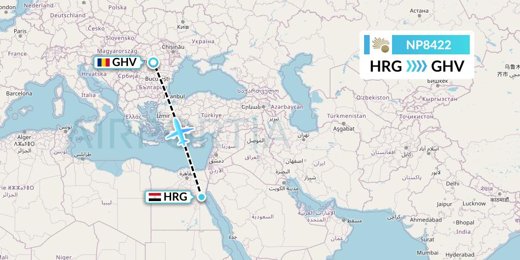 NP8422 Nile Air Flight Map: Hurghada to Brasov