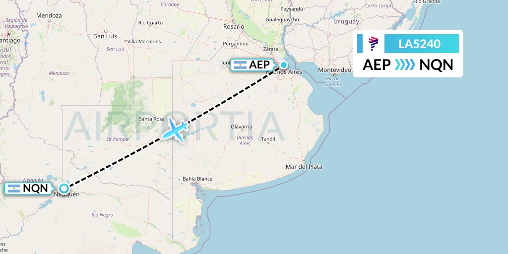 LA5240 LAN Airlines Flight Map: Buenos Aires to Neuquen