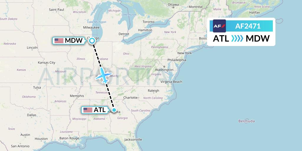 AF2471 Air France Flight Map: Atlanta to Chicago