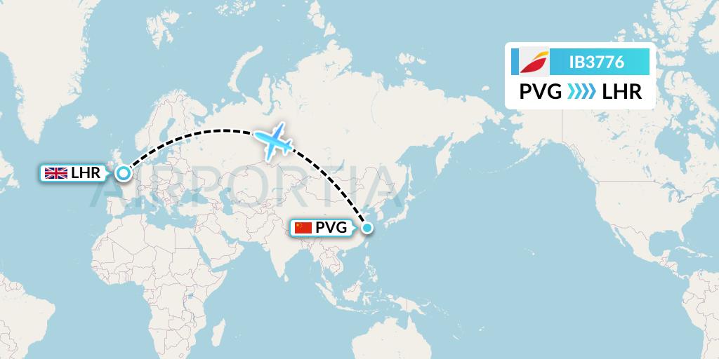 IB3776 Iberia Flight Map: Shanghai to London