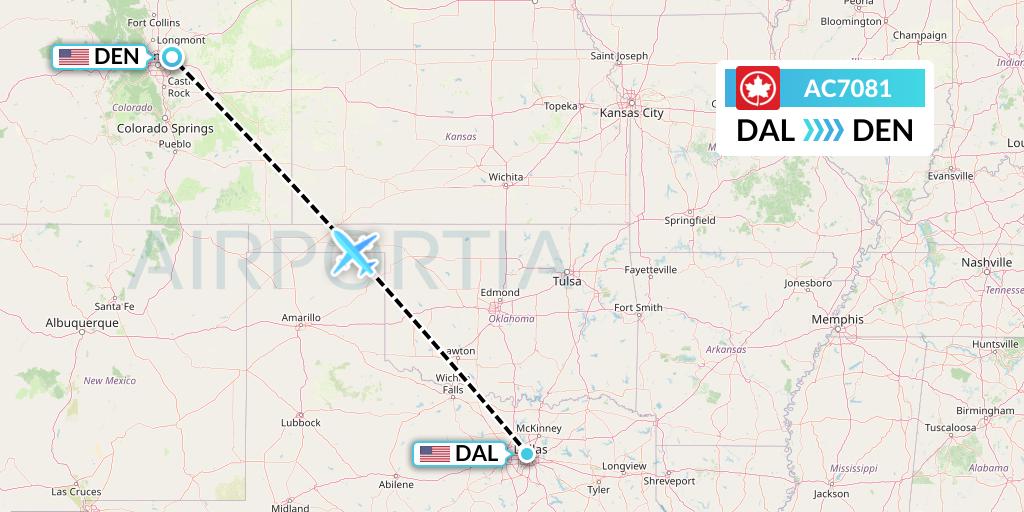 AC7081 Air Canada Flight Map: Dallas to Denver