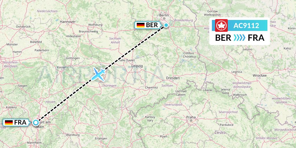 AC9112 Air Canada Flight Map: Berlin to Frankfurt