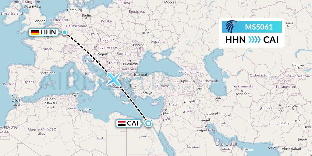 MS5061 EgyptAir Flight Map: Hahn to Cairo