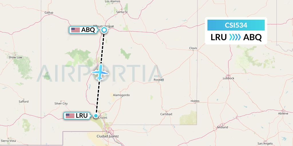 CSI534 Csi Aviation Flight Map: Las Cruces to Albuquerque
