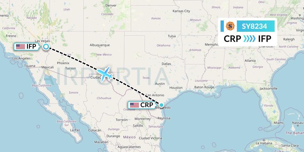 SY8234 Sun Country Airlines Flight Map: Corpus Christi to Bullhead City