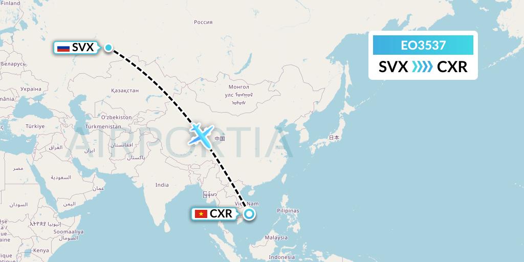 EO3537 Pegas Fly Flight Map: Yekaterinburg to Nha Trang