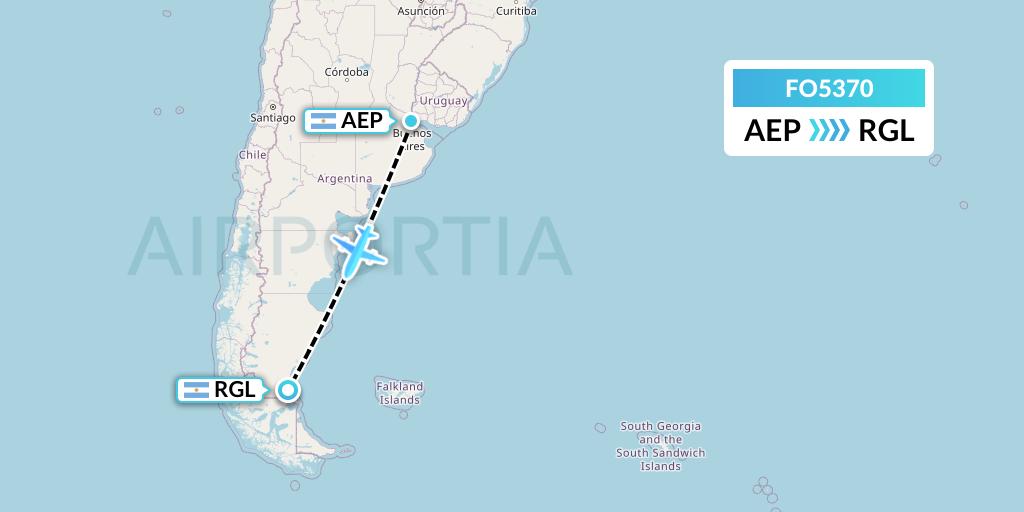 FO5370 Aero Flightops Uk Limited Flight Map: Buenos Aires to Rio Gallegos