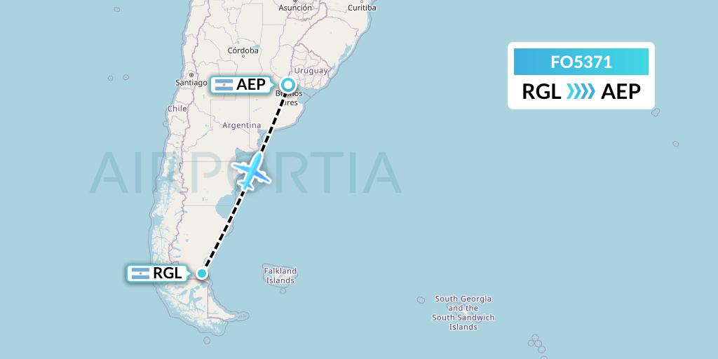 FO5371 Aero Flightops Uk Limited Flight Map: Rio Gallegos to Buenos Aires