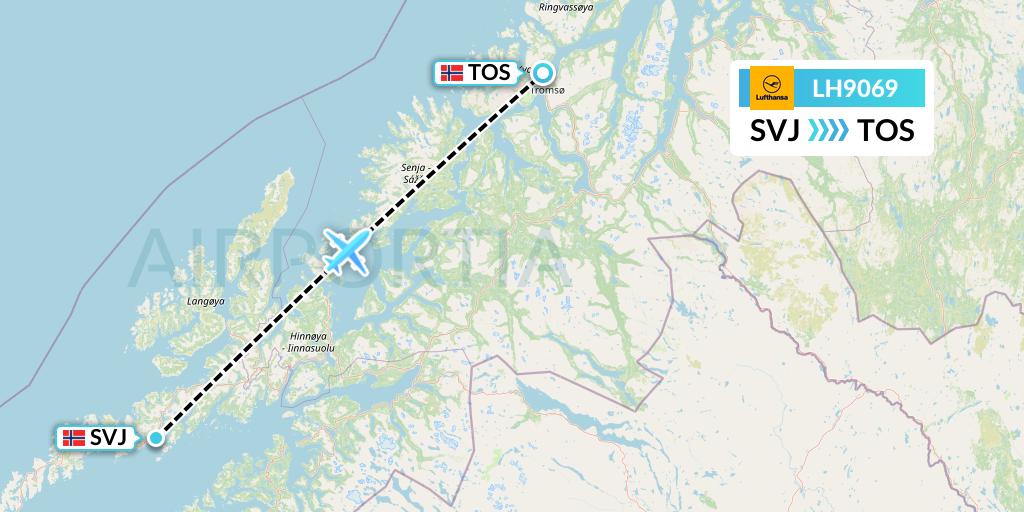 LH9069 Lufthansa Flight Map: Svolvaer to Tromso