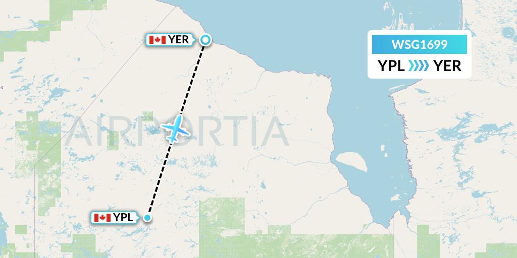 WSG1699 Wasaya Airways Flight Map: Pickle Lake to Fort Severn