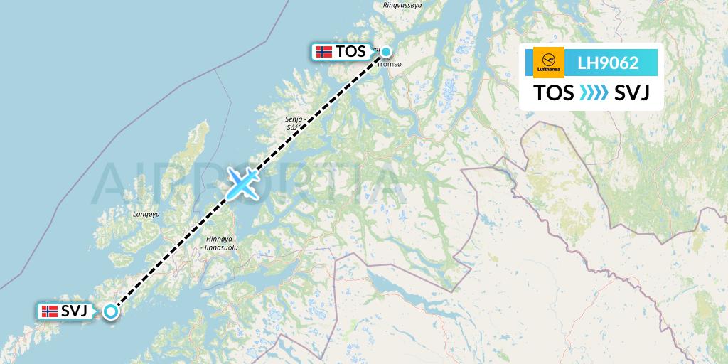LH9062 Lufthansa Flight Map: Tromso to Svolvaer