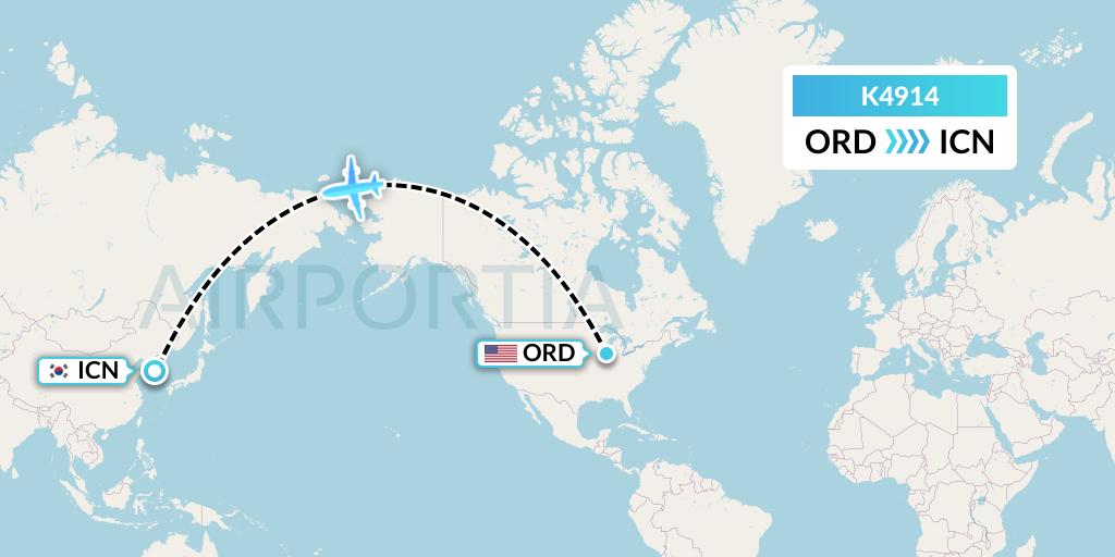 K4914 Kalitta Air Flight Map: Chicago to Seoul