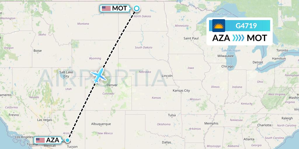 G4719 Allegiant Air Flight Map: Phoenix to Minot