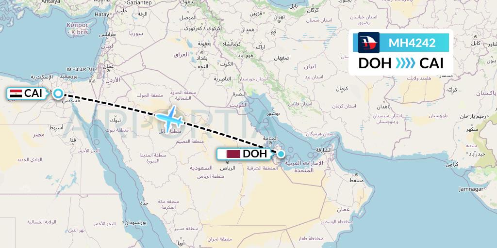 MH4242 Malaysia Airlines Flight Map: Doha to Cairo