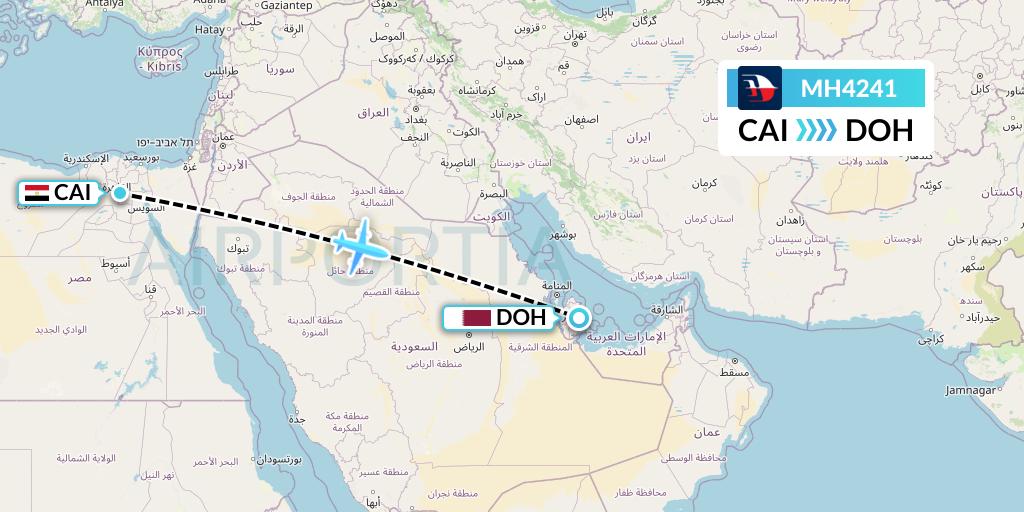 MH4241 Malaysia Airlines Flight Map: Cairo to Doha