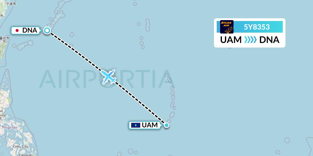 5Y8353 Atlas Air Flight Map: Andersen to Japan