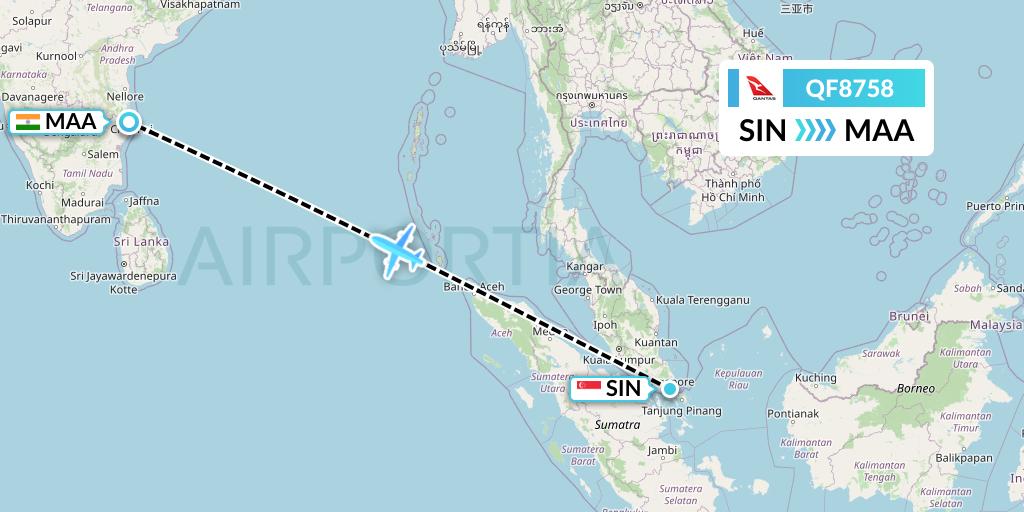 QF8758 Flight Status Qantas: Singapore to Chennai (QFA8758)