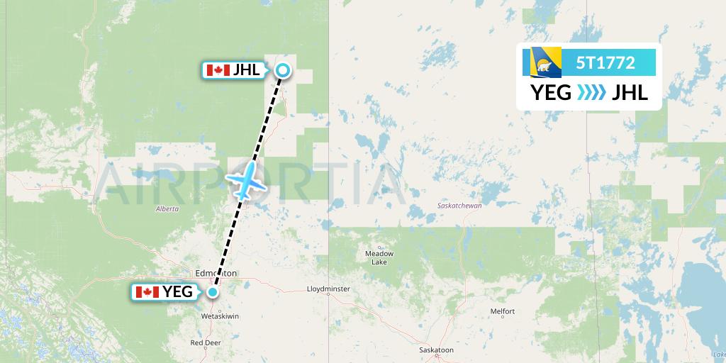 5T1772 Canadian North Flight Map: Edmonton to Fort MacKay