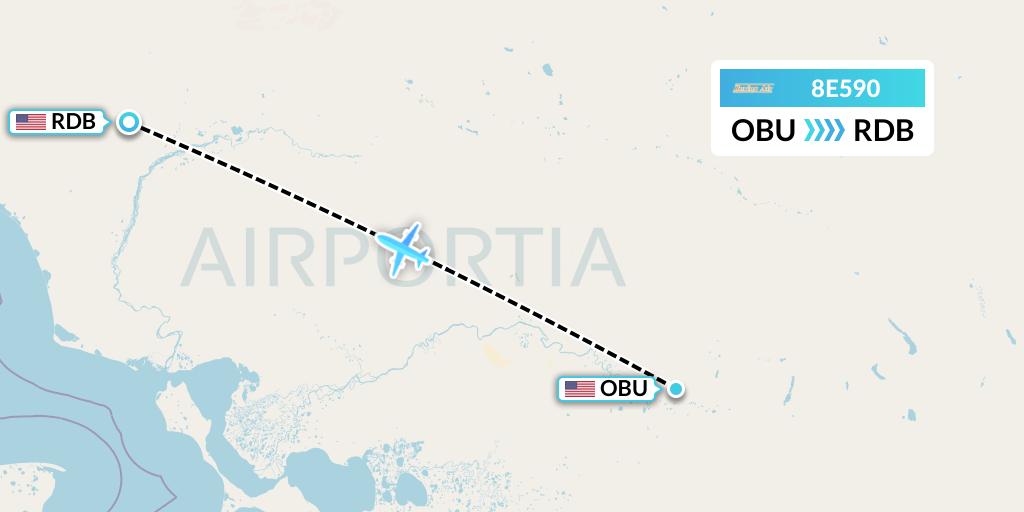 8E590 Bering Air Flight Map: Kobuk to Red Dog
