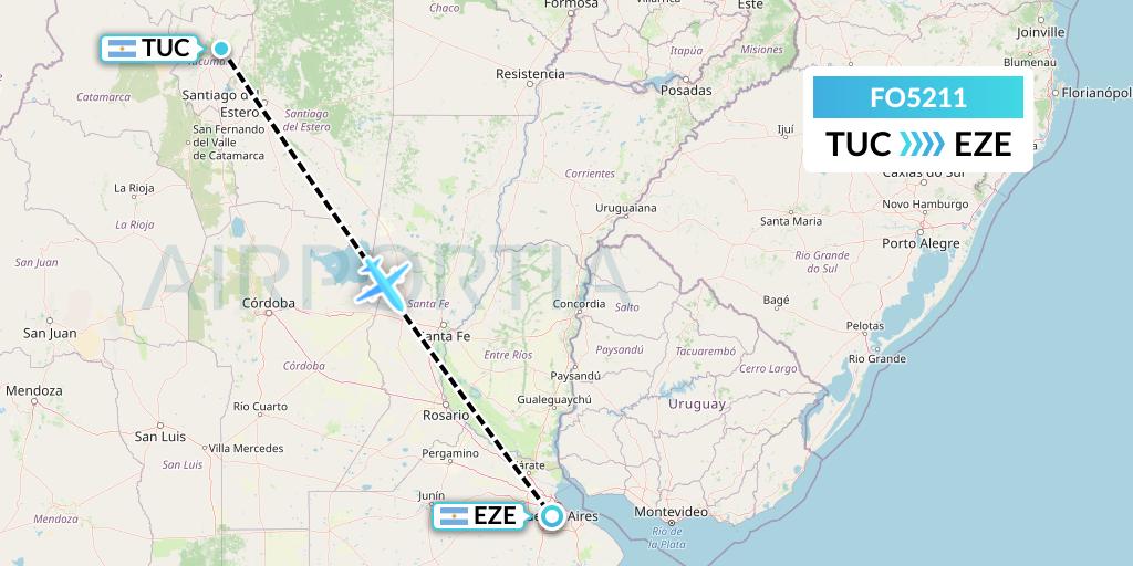 FO5211 Aero Flightops Uk Limited Flight Map: Tucuman to Buenos Aires