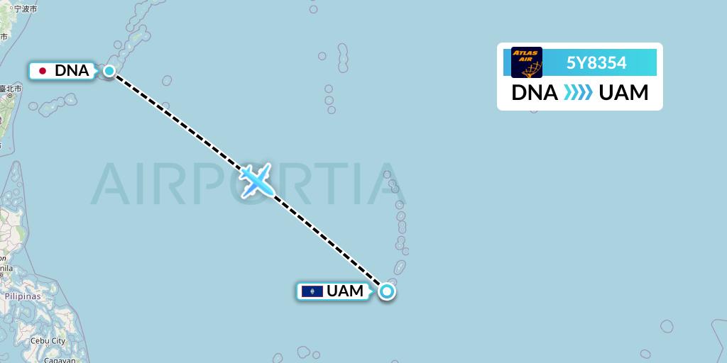 5Y8354 Atlas Air Flight Map: Japan to Andersen