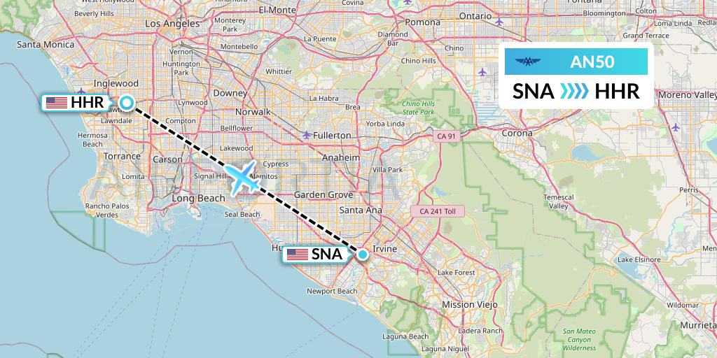 AN50 Advanced Air Flight Map: Orange County to Hawthorne