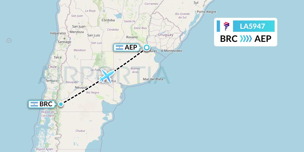 LA5947 LAN Airlines Flight Map: San Carlos de Bariloche to Buenos Aires