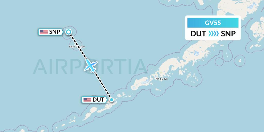GV55 Grant Aviation Flight Map: Unalaska to St. Paul Island