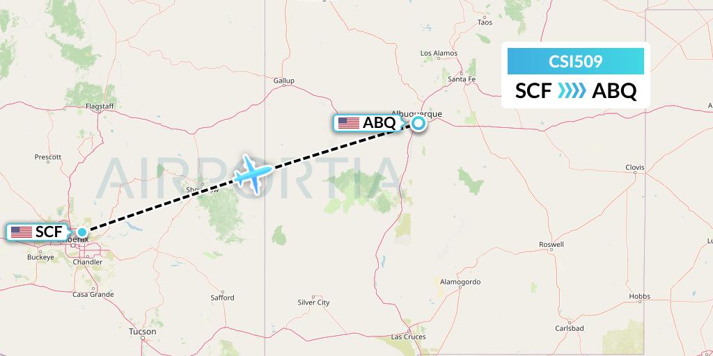 CSI509 Csi Aviation Flight Map: Scottsdale to Albuquerque