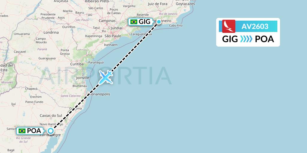 AV2603 Avianca Flight Map: Rio de Janeiro to Porto Alegre