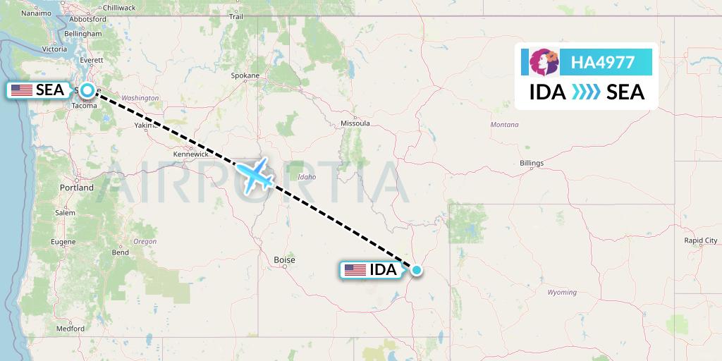 HA4977 Hawaiian Airlines Flight Map: Idaho Falls to Seattle