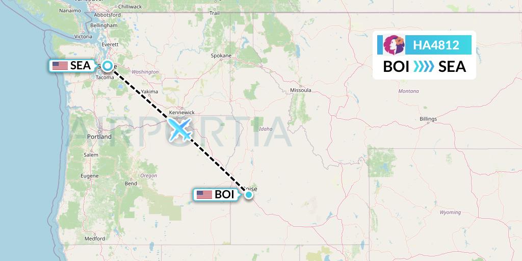 HA4812 Hawaiian Airlines Flight Map: Boise to Seattle