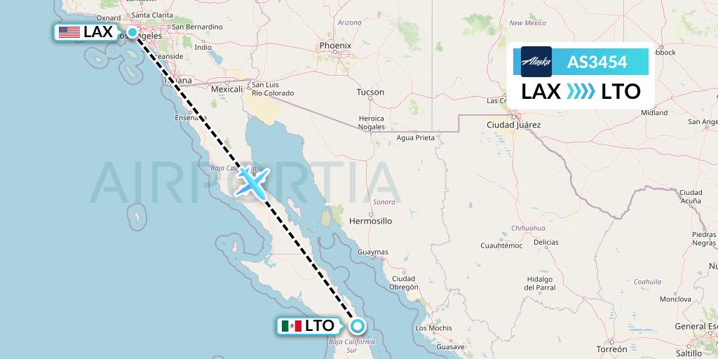 AS3454 Alaska Airlines Flight Map: Los Angeles to Loreto
