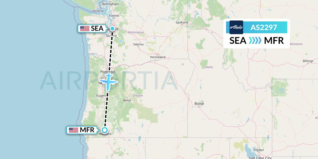 AS2297 Alaska Airlines Flight Map: Seattle to Medford