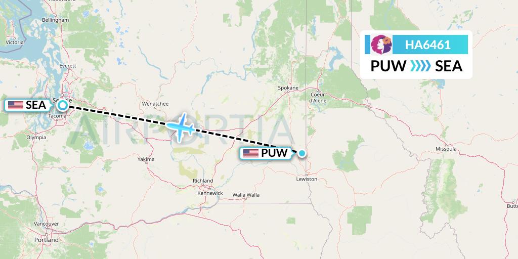 HA6461 Hawaiian Airlines Flight Map: Pullman to Seattle
