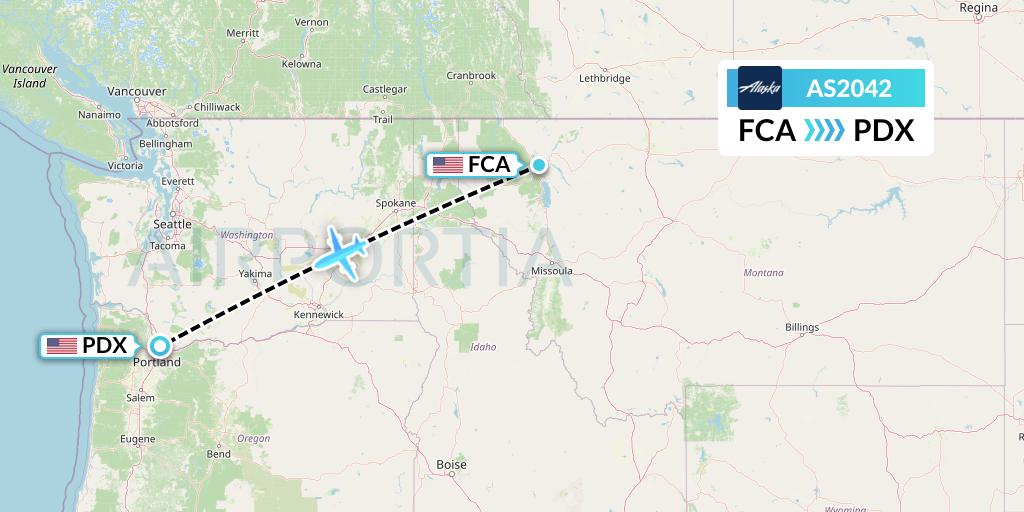 AS2042 Alaska Airlines Flight Map: Kalispell to Portland