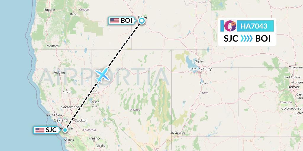 HA7043 Hawaiian Airlines Flight Map: San Jose to Boise