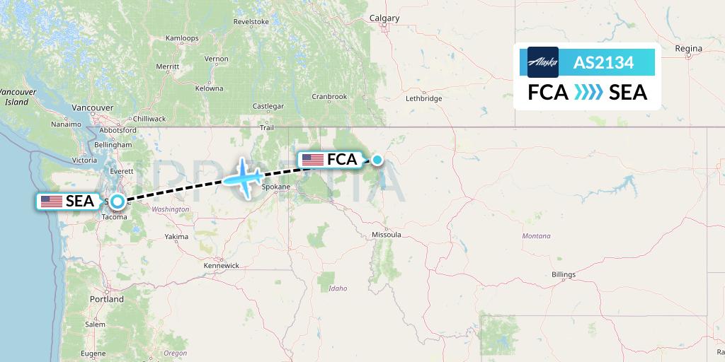 AS2134 Alaska Airlines Flight Map: Kalispell to Seattle