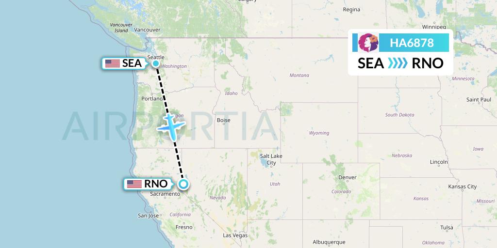 HA6878 Hawaiian Airlines Flight Map: Seattle to Reno