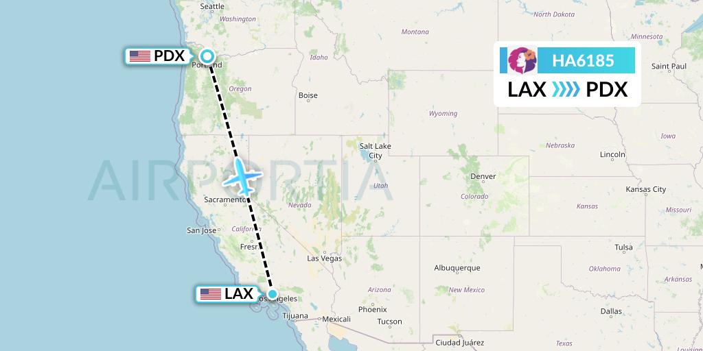 HA6185 Hawaiian Airlines Flight Map: Los Angeles to Portland