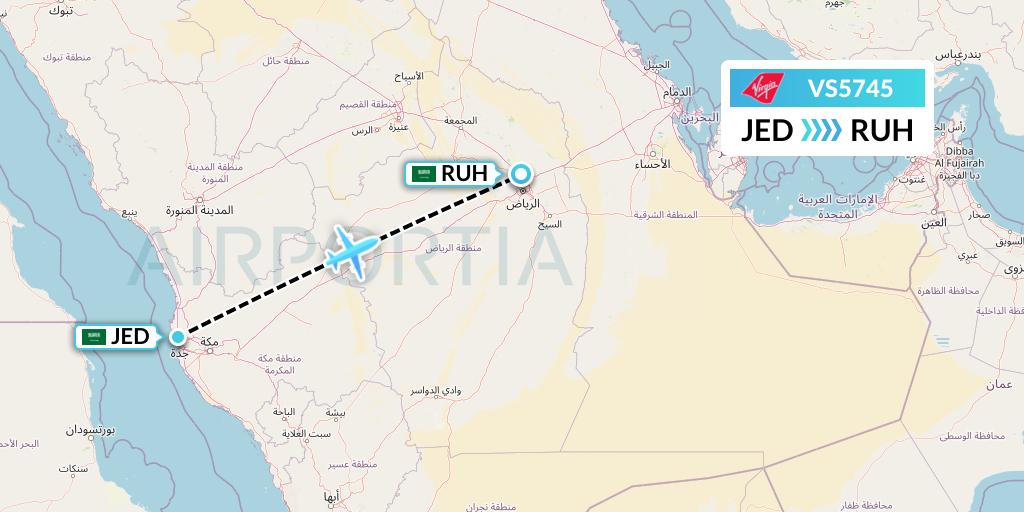 VS5745 Virgin Atlantic Airways Flight Map: Jeddah to Riyadh