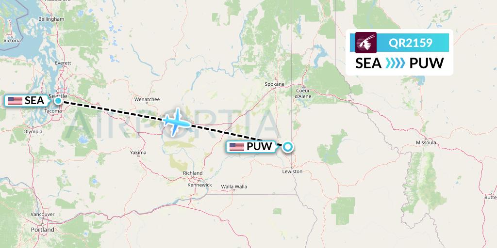 QR2159 Qatar Airways Flight Map: Seattle to Pullman