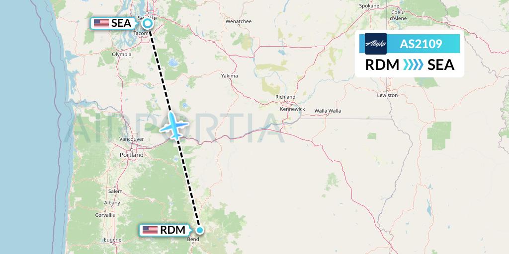 AS2109 Alaska Airlines Flight Map: Redmond to Seattle