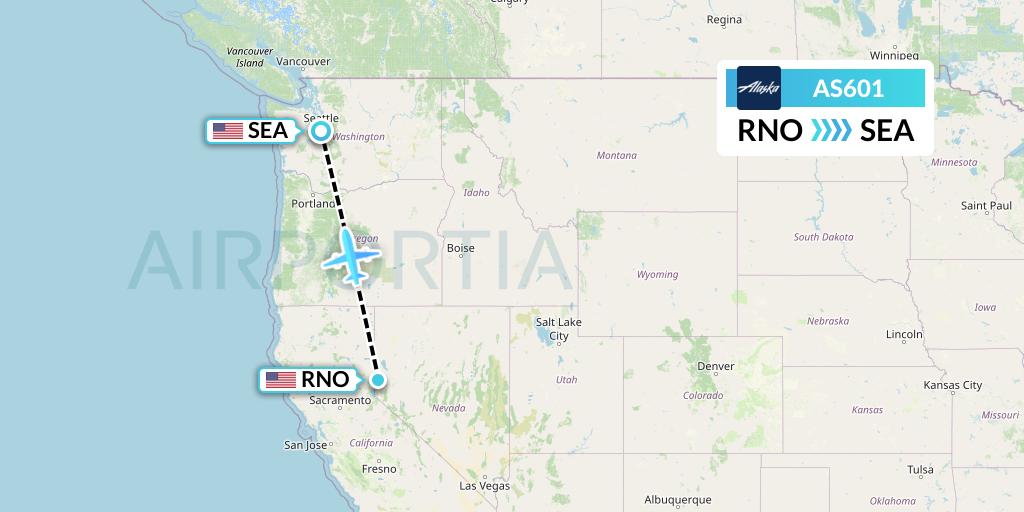 AS601 Alaska Airlines Flight Map: Reno to Seattle