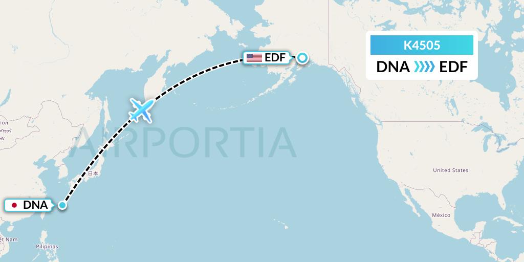 K4505 Kalitta Air Flight Map: Japan to Anchorage