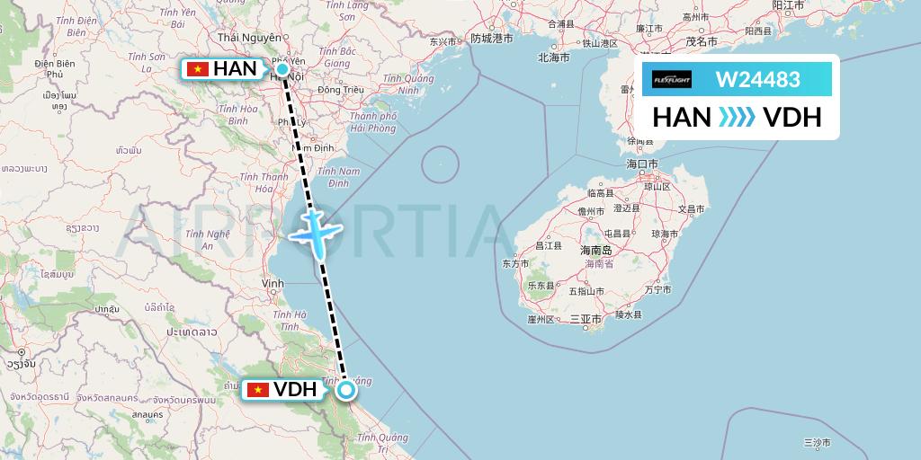 W24483 Flex Flight Flight Map: Hanoi to Dong Hoi