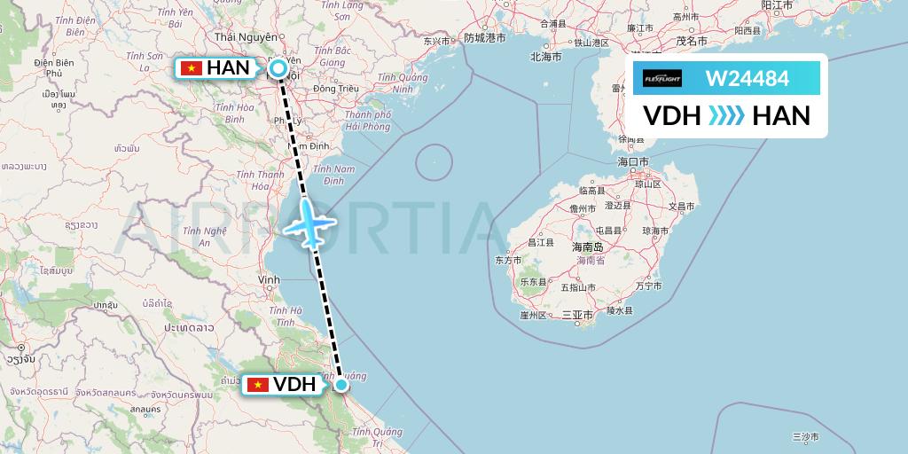 W24484 Flex Flight Flight Map: Dong Hoi to Hanoi