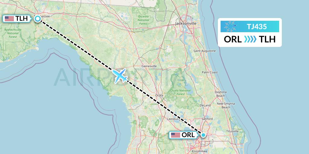 TJ435 Tradewind Aviation Flight Map: Orlando to Tallahassee