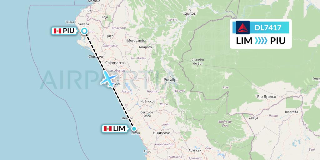 DL7417 Delta Air Lines Flight Map: Lima to Piura